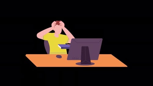 Man Under Work Pressure Animation 4K On alpha