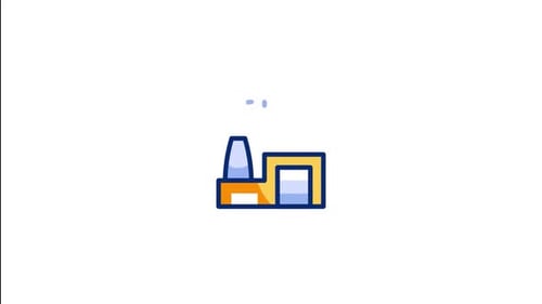 Flat Design Animated Factory Icon With Smoke