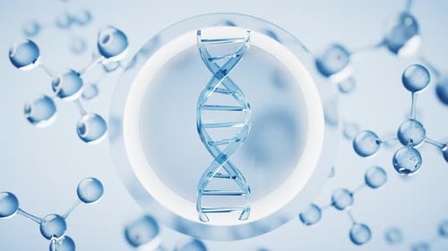 Futuristic Glass DNA Helix and Molecular Structures Animation