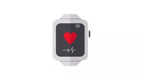 Flat Design Smartwatch with Heart Rate Monitor Animation