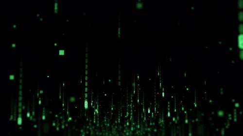 Glowing Green Data Streams In A Digital Matrix World