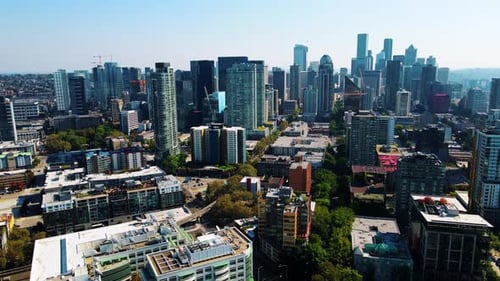 Drone captures an aerial video of Seattle, Washington, showing its many buildings, towers, and skysc