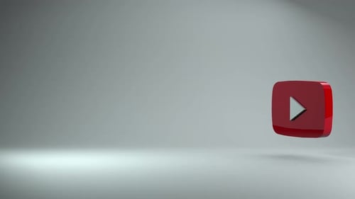 3D Glossy YouTube Play Button Logo Animation