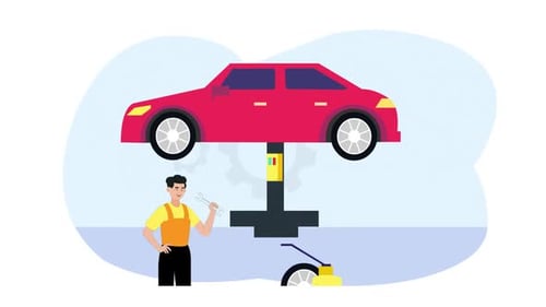 Car Mechanic Animation at workshop