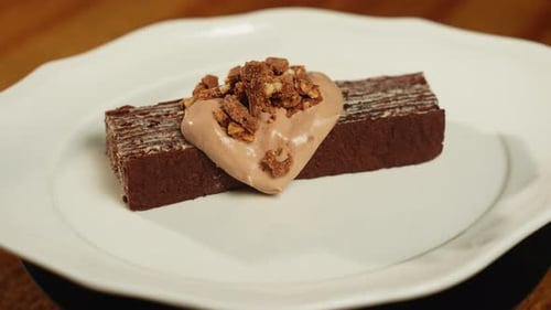 Delicious Chocolate Dessert with Mousse and Nuts