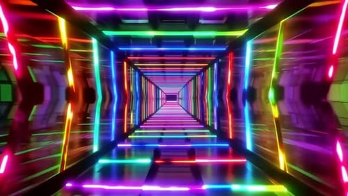 Futuristic Neon Cyberpunk Tunnel Motion Background