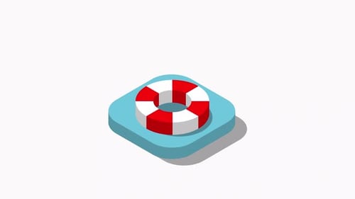 Geometric Animated Lifebuoy Icon for Safety Concepts