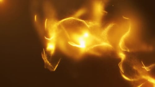 Golden Glowing Abstract Fluid Particles Motion Background