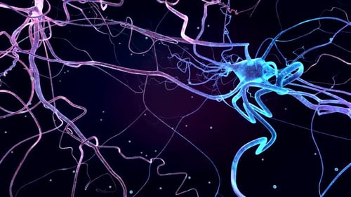 Células neuronais detalhadas que transmitem sinais elétricos no cérebro