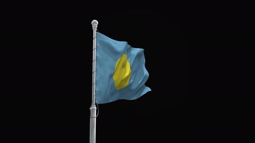 Palau National Flag Waving with Realistic Animation