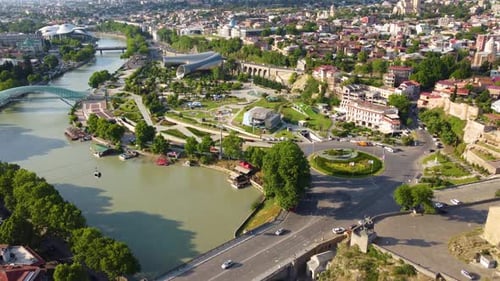 Scenic Aerial View of Tbilisi, Georgia, During Daytime
