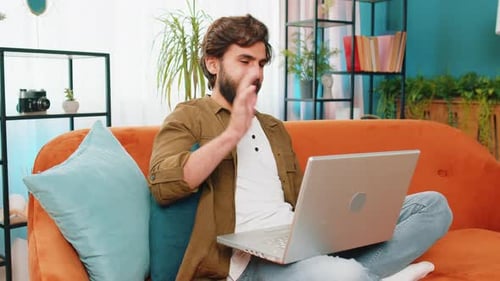 Man on Video Call Waving and Talking