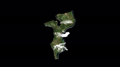 Animated 3D Satellite Map of Mozambique with Moving Clouds
