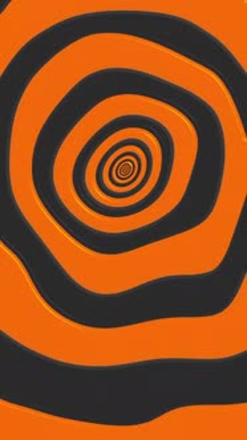 Vertical Video - Trippy Black and Orange Circles Pattern Abstract Background