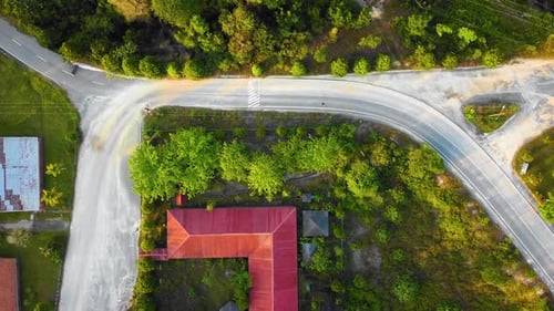 Amazing cinematic 4K residential drone footage after deforestation issue consists of many homes, roa