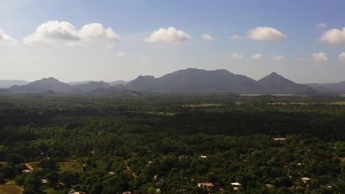 Aerial View of Tropical Landscape with Farmland and Jungle Sri Lanka