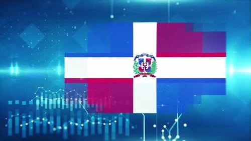 Dominican Republic Flag On Economy Background And Graph