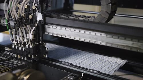 Automated Machine Assembling Circuit Boards in Factory