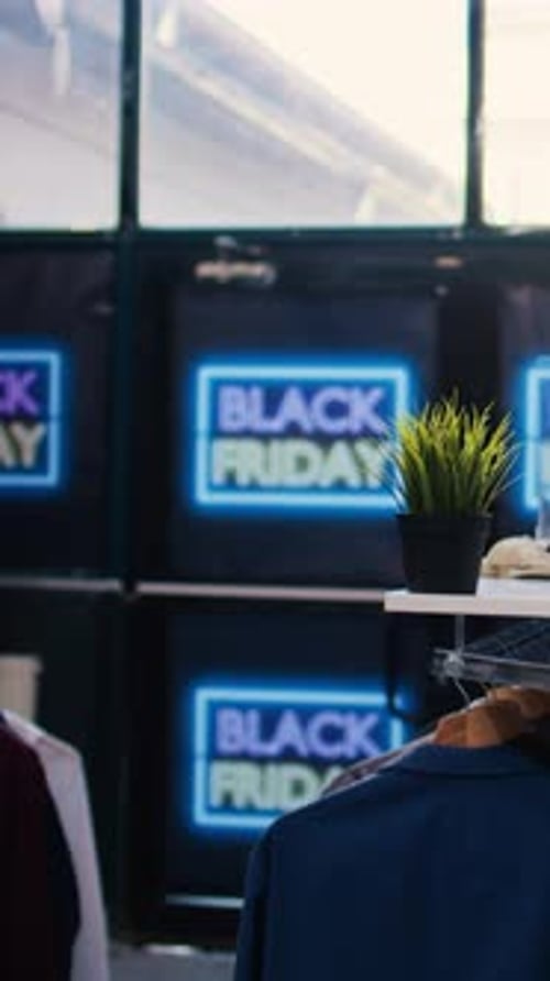 Storefront with Black Friday Neon Signs