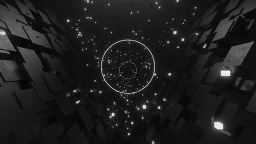 Animation Loop Futuristic Sci Fi Abstract Background VJ Loop Black and White Tunnel Motion Graphics
