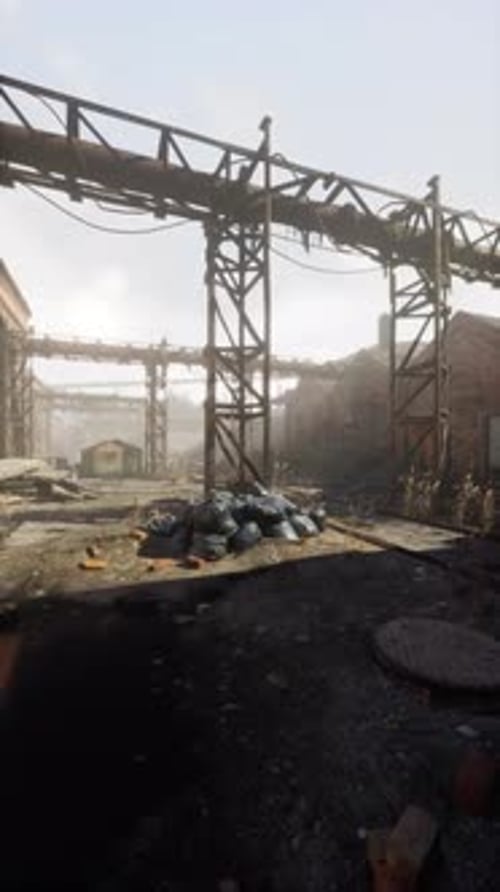 Devastated Factory in Abandoned Zone Vertical