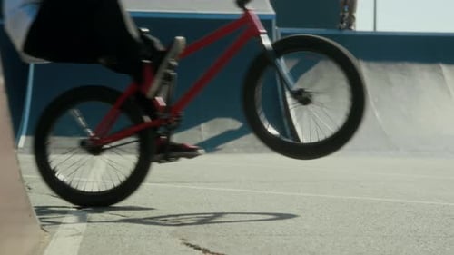 Young Adult Bicycle Trick in Urban Skate Park