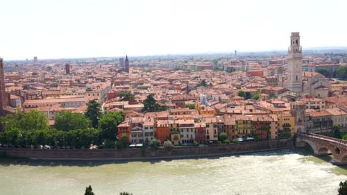 Panoramic view of whole Verona and its picturesque houses, Italy