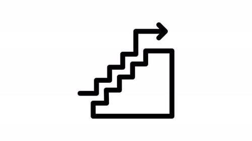 Flat Design Staircase Progress Icon Animation