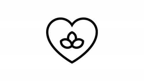 Animated Heart Icon with Leaf Motif