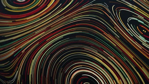 Nano-Kollektion: Animiertes Loop-Übergangselement einer mehrfarbigen Neonlinie, die sich kreisförmig bewegt