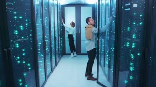 The Data Center Team Dedicatedly Engages in Working with Advanced HighTech Computing Servers