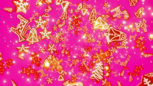 Falling Festive Gingerbread Christmas Cookies Background