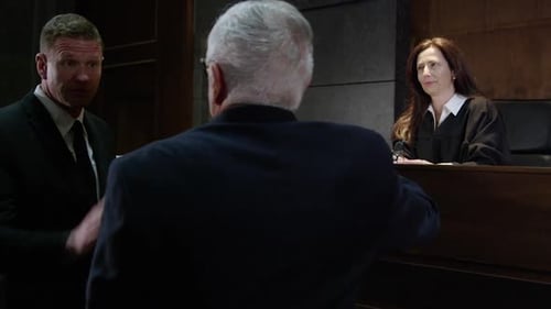 Lawyers discussing in front of woman judge - court room HD