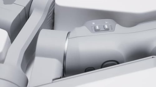 Parts of quadcopter. Action. Close-up of new stylish quadcopter model. White details of robotic