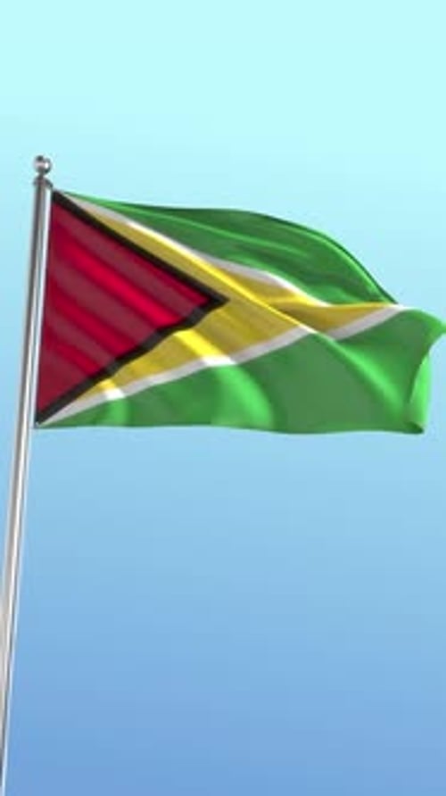 Guyana National Flag Waving Animation Vertical