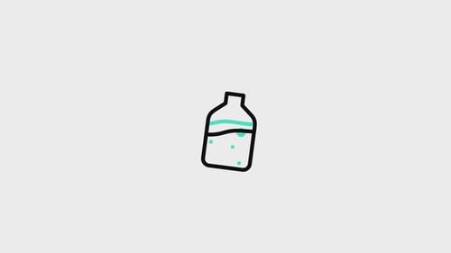 Animated Flat Design Bottle with Bubbles Icon