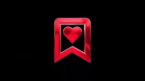 3D Red Bookmark Heart Icon