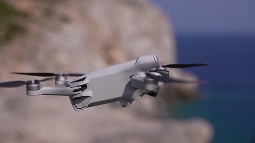 Drone Flying near Tropical Island Coastline