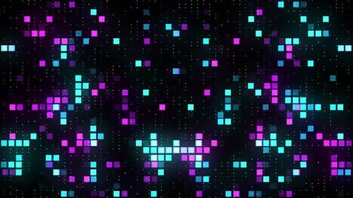 Glowing Blue and Purple Digital Squares