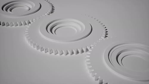 Abstract White Gears and Cogs, Industrial Minimalism Concept