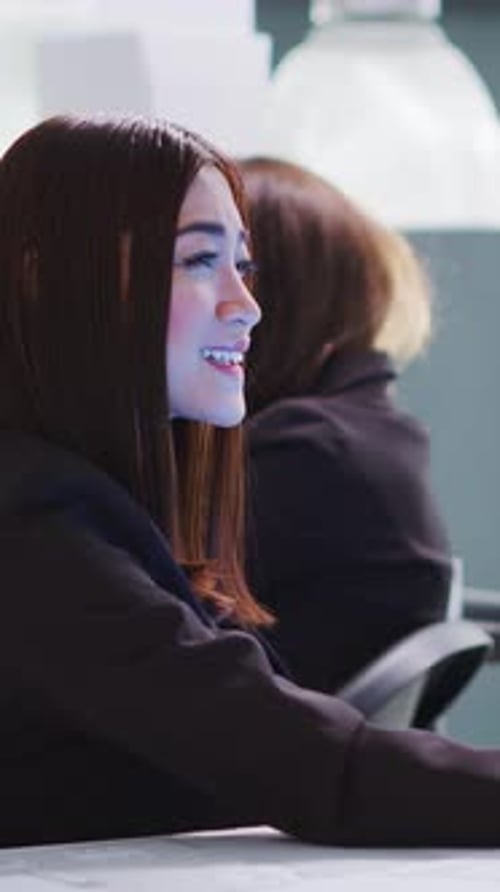 Vertical Video Architect Chatting with Person on Hologram in Agency Office