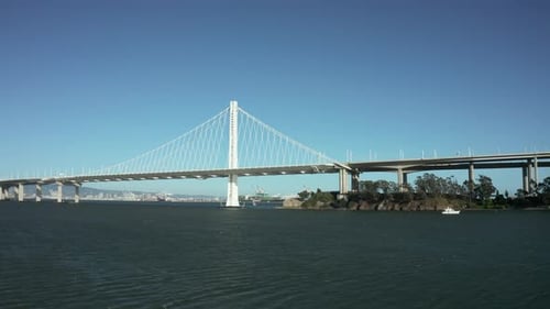 New Oakland Bay Bridge San Francisco low angle during the day from Treasure Island