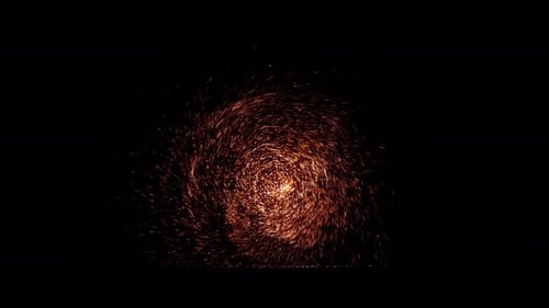 Dynamic Fiery Particles Burst and Swirl Transition