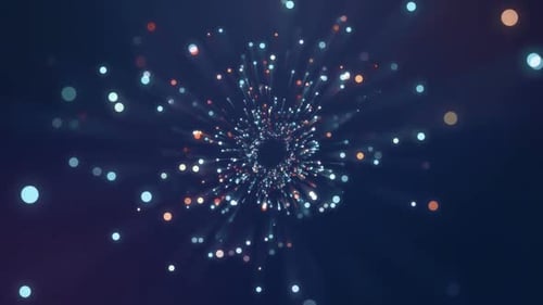 4k Colorful Lights Bubbles With Light Rays Tunnel Motion