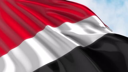 Dynamic Waving Flag with Red White and Black Stripes