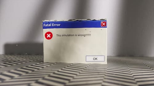 Conceito surreal O alerta errado da simulação é destruído e cai no chão Erro de computador 3D