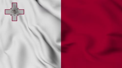 Realistic Malta Flag Waving Seamless Loop