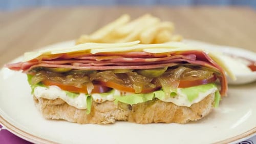 Tasty Open Sandwich with Bacon and Cheese