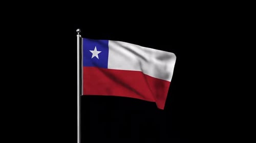 Waving Flag of Chile Seamless Loop Alpha Channel