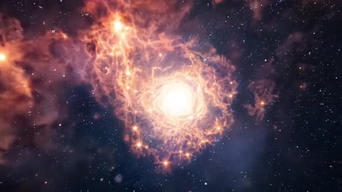 Flying Through Orion Space Nebula And Stars Background